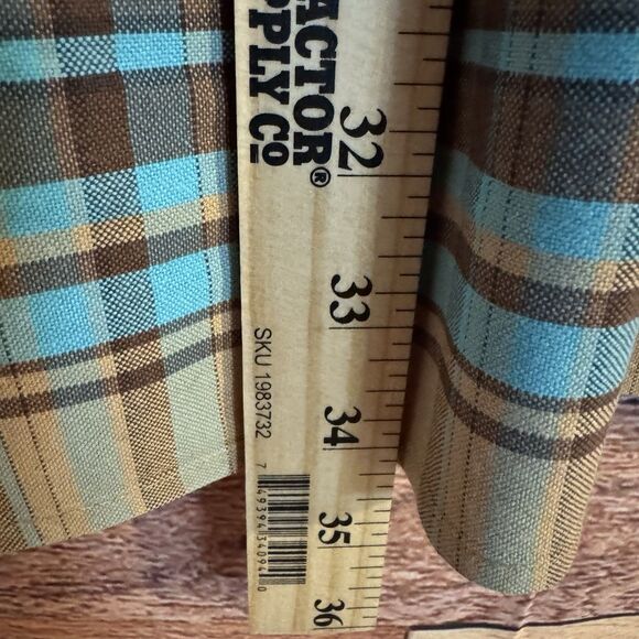 Panhandle Slim Rough Stock XXL Men's Plaid Check Shirt Tan Blue Brown Western - Picture 5 of 9